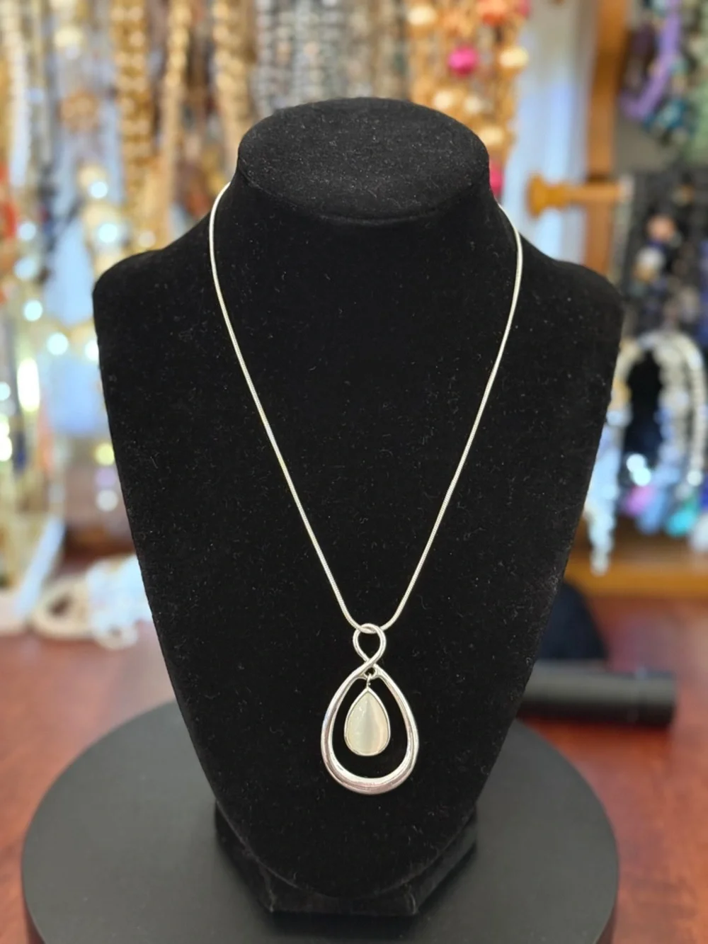 Infinity Style Teardrop Pendant Necklace